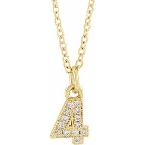 .03 Ctw Natural Diamond Petite Pave Number Adjustable Necklace (Style 653718)