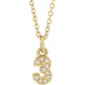 .04 Ctw Natural Diamond Petite Pave Number Adjustable Necklace (Style 653718)