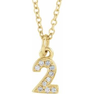 .03 Ctw Natural Diamond Petite Pave Number Adjustable Necklace (Style 653718)