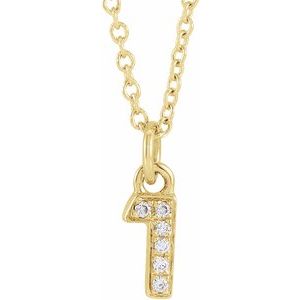 .02 Ctw Natural Diamond Petite Pave Number Adjustable Necklace (Style 653718)