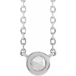 1/3 Ctw Rosecut Natural Diamond Solitaire Bezel-Set Necklace (Style 87613)