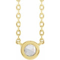 .06 Ctw Rosecut Natural Diamond Solitaire Bezel-Set Necklace (Style 87613)