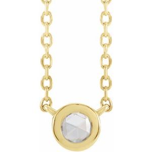 .06 Ctw Rosecut Natural Diamond Solitaire Bezel-Set Necklace (Style 87613)