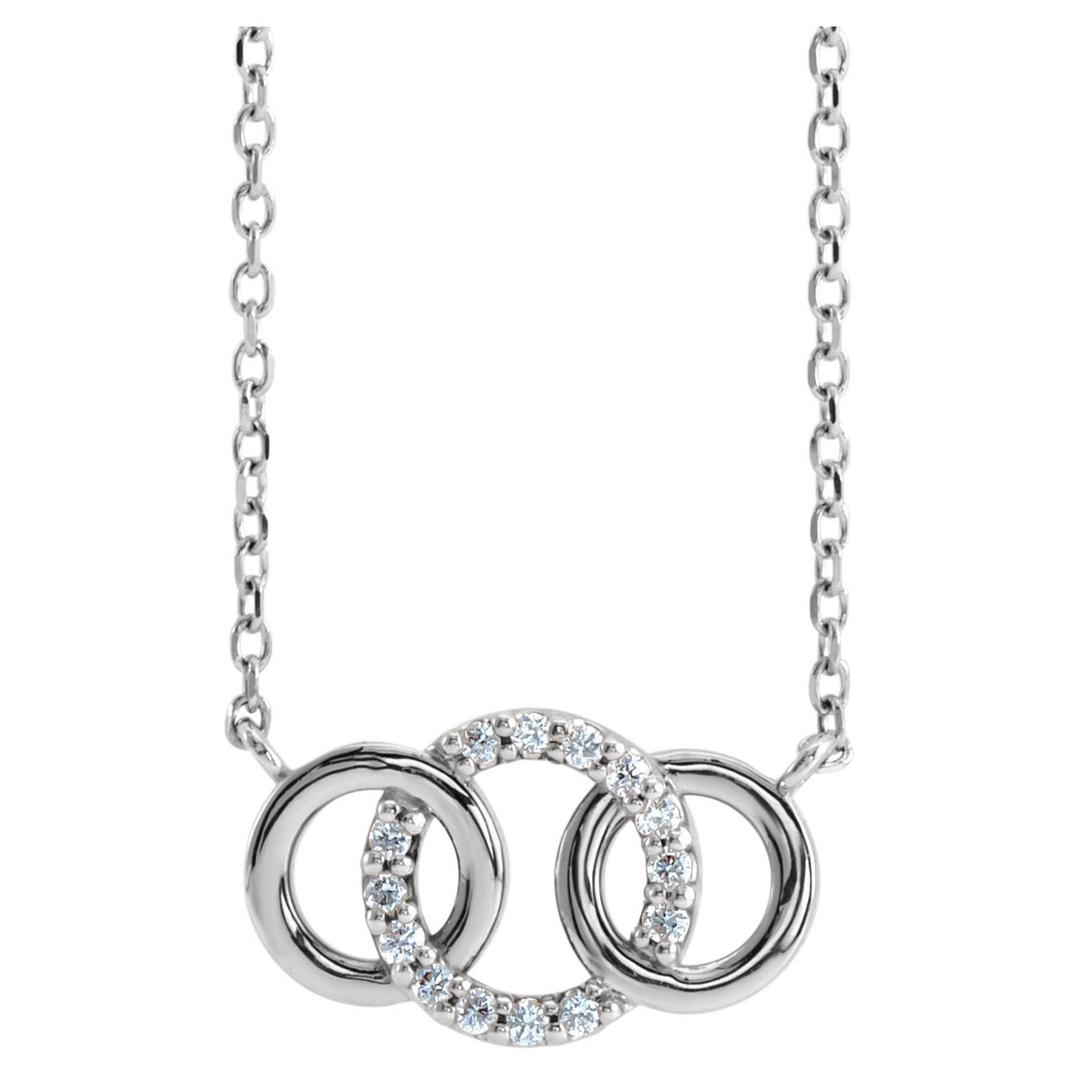 Natural Diamond Accented Multiple Intersecting Circle Necklace (Style 87626)
