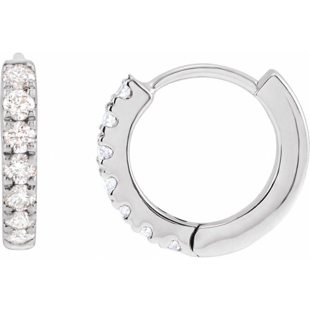 14K White Gold 1/5 CTW Lab-Grown Diamond 10 mm Hoop Earrings