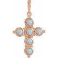 Natural White Ethiopian Opal Cabochon Cross Pendant (Style R42394)