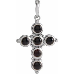 Black Onyx Cabochon Cross Pendant (Style R42394)
