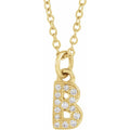 14K Yellow Gold .05 CTW Natural Diamond Petite Initial B 16-18" Necklace