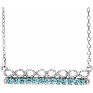 Natural Blue Zircon Bar Necklace (Style 86823)