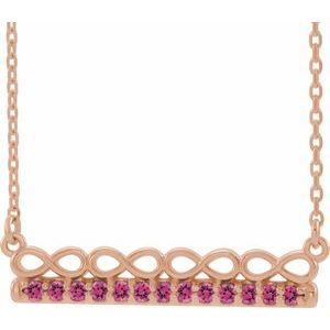 Natural Pink Tourmaline Bar Necklace (Style 86823)