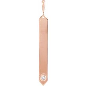 .03 Ctw Natural Diamond Engravable Bar Pendant (Style 87618)