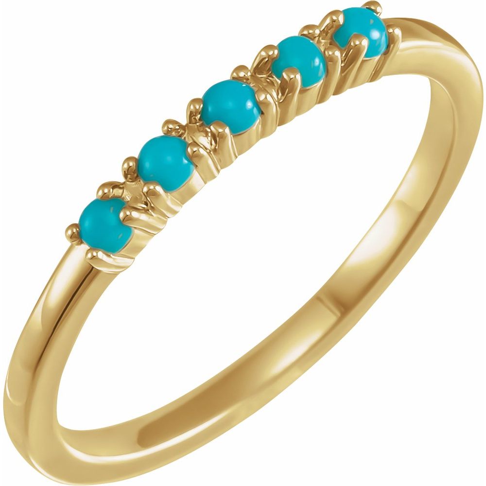 Essentials 14K Yellow Gold Natural Turquoise Cabochon Stackable Ring