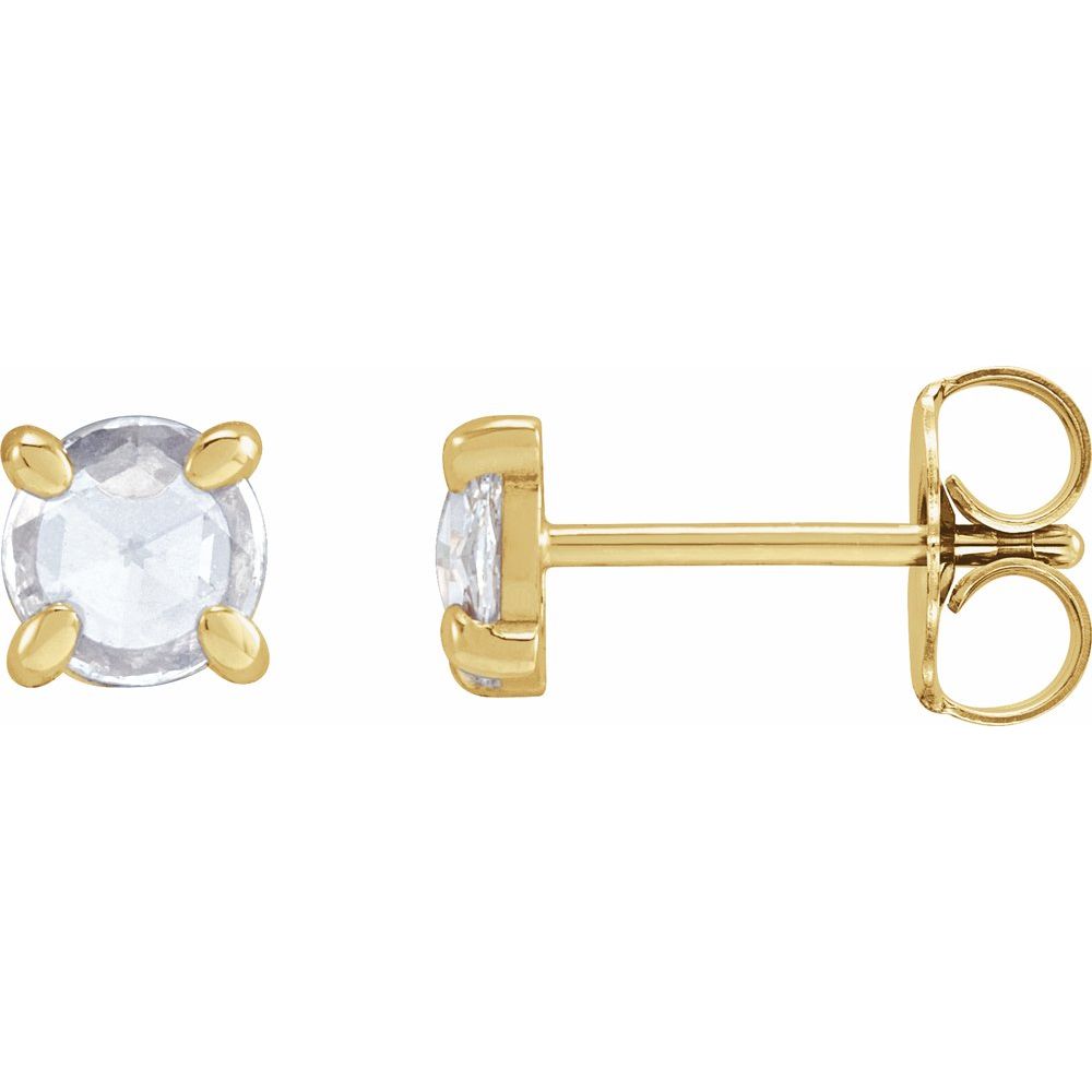 Round 4-Prong Claw Rose-Cut Stud Earrings