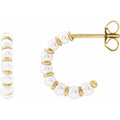 14K Yellow Gold Cultured White Freshwater Pearl 14.9 mm Hoop Earrings