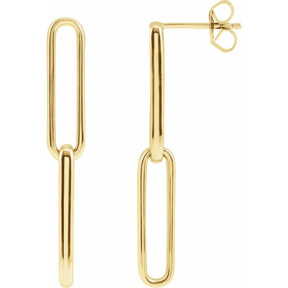 14K Yellow Gold Paperclip-Style Earrings