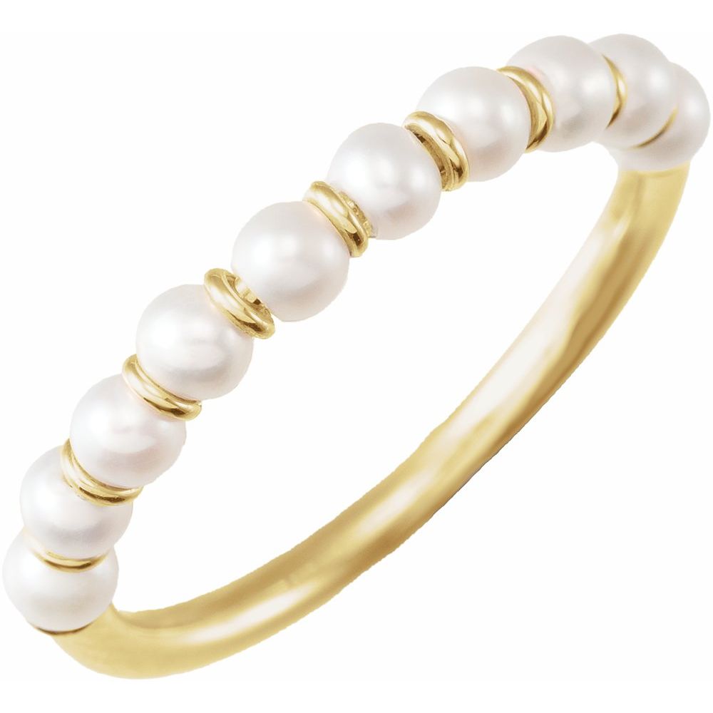 Essentials 14K Yellow Gold Cultured White Freshwater Pearl Ring