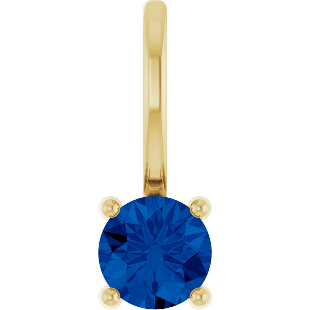 Essentials 14K Yellow Gold Lab Grown Blue Sapphire Solitaire Charmpendant