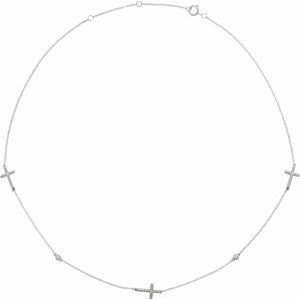 5-Station 1/10 Ctw Natural Diamond Cross Necklace (Style 653455)