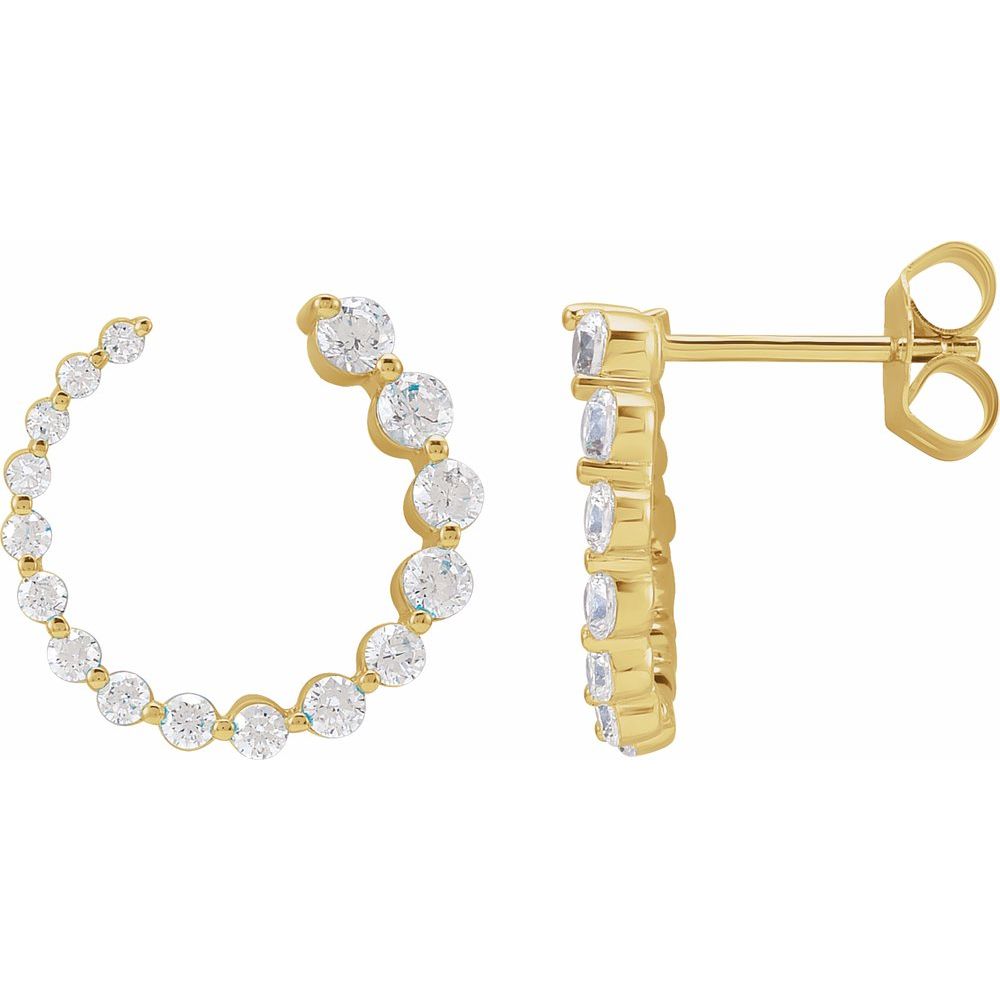 14K Yellow Gold 7/8 CTW Lab-Grown Diamond Front-Back Earrings