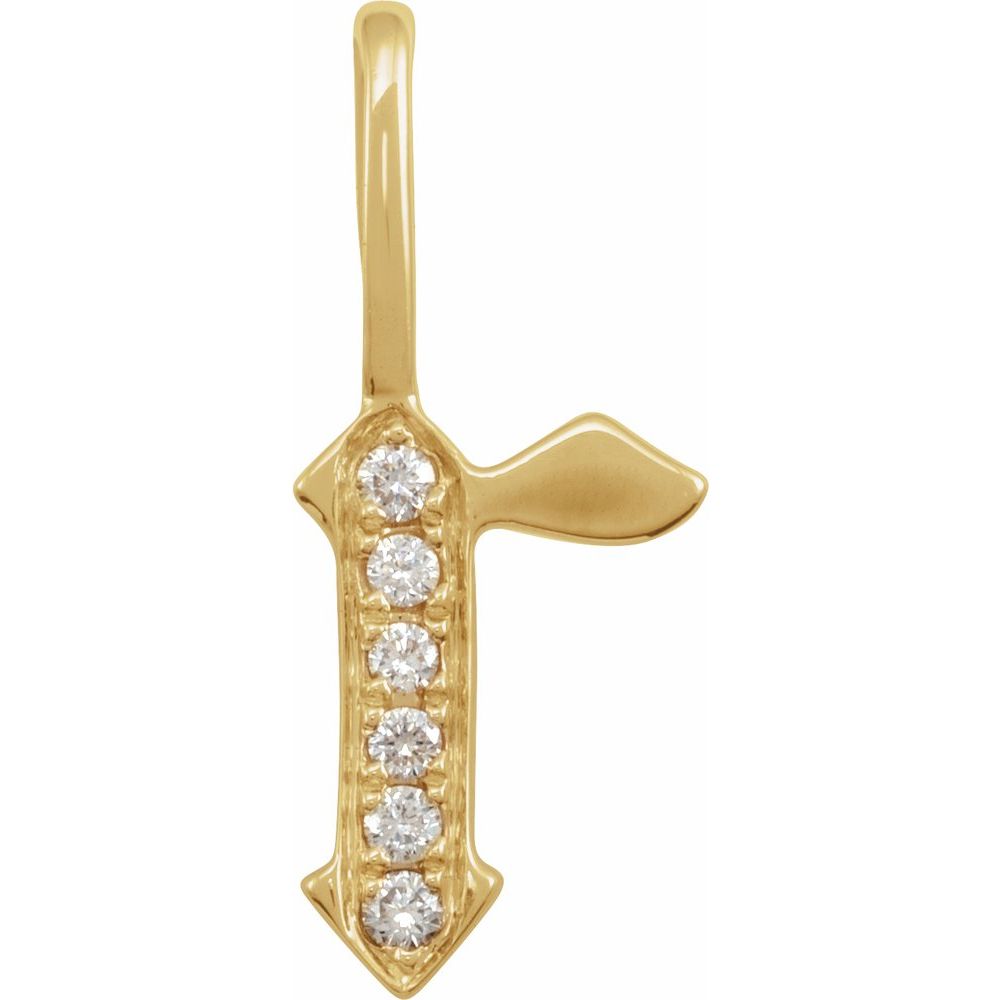 14K Yellow Gold .06 CTW Natural Diamond Gothic Initial R Charm/Pendant