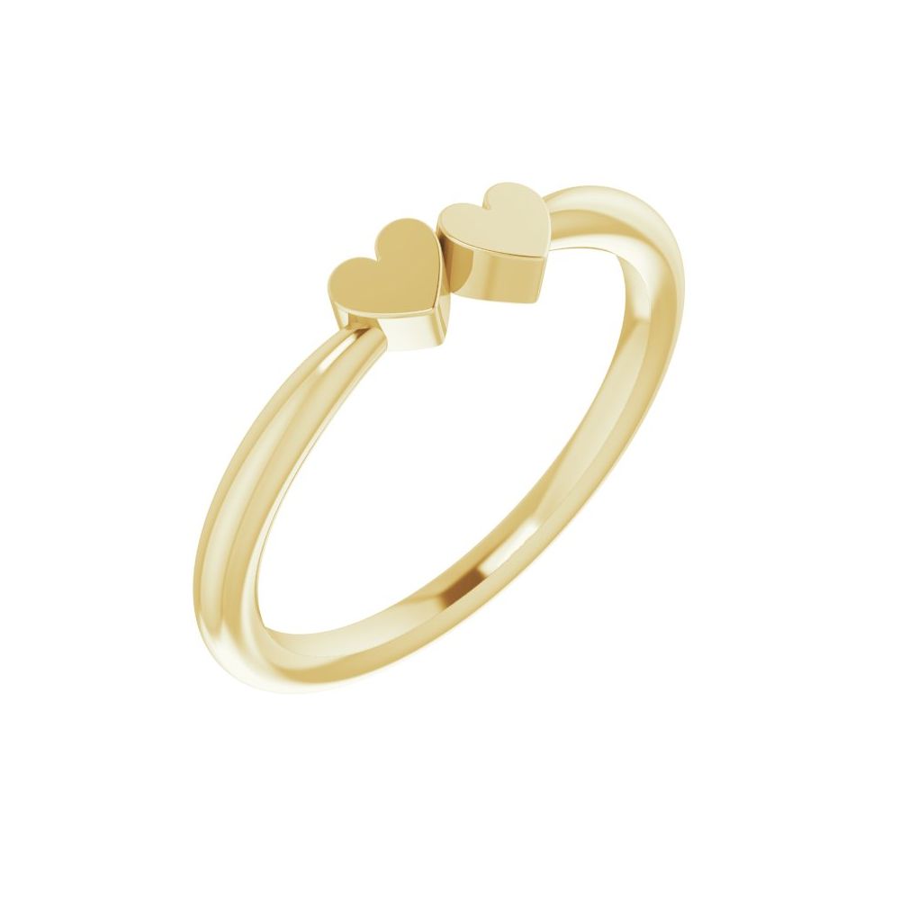 Jubilee 14K Yellow Gold 2 Heart Family Engravable Ring