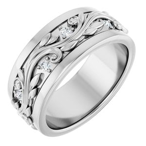 14K White Gold 1/4 CTW Natural Diamond Floral Band (Style 126080)