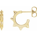 14K Yellow Gold Spike 13.43 mm Hoop Earrings