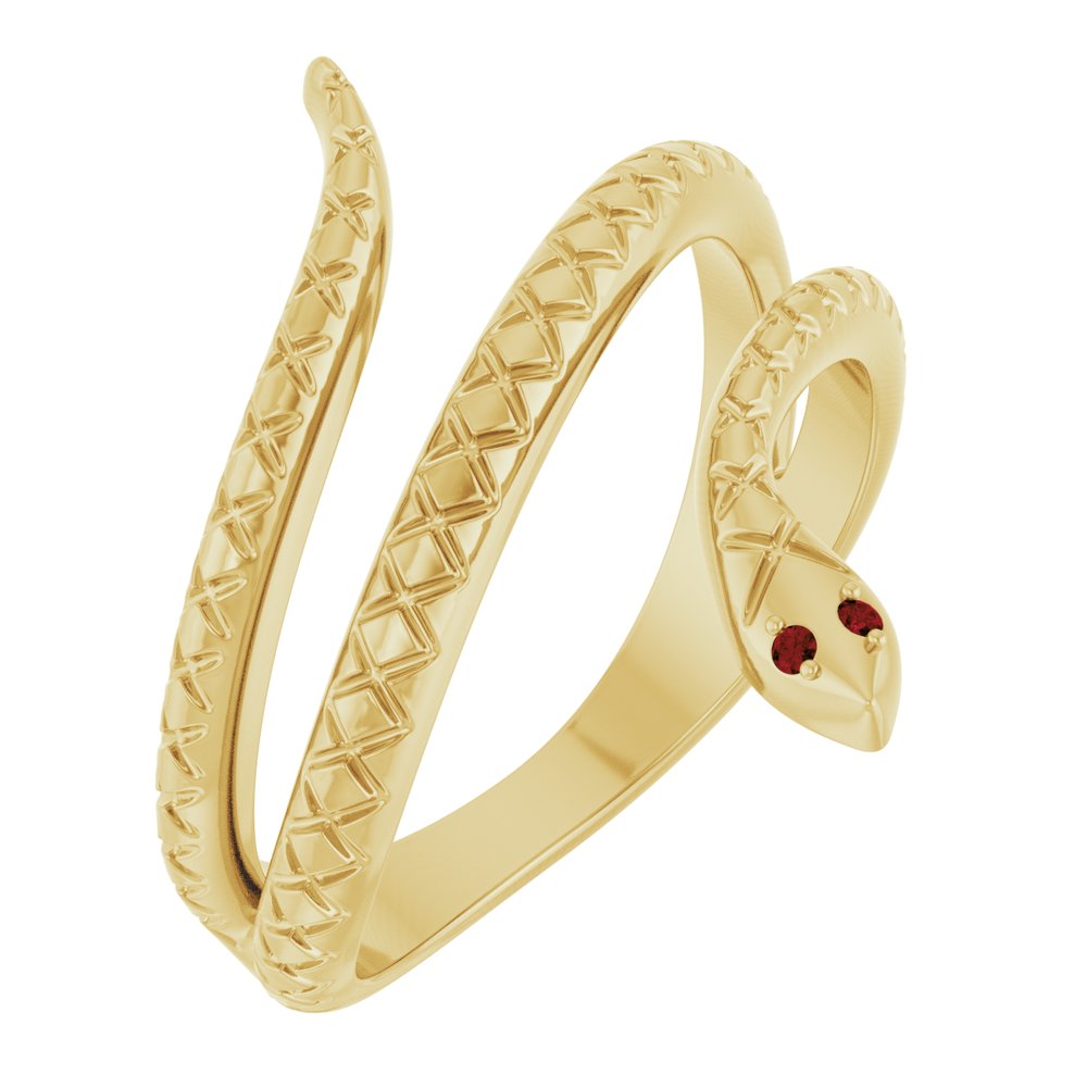Impress 14K Yellow Gold Natural Mozambique Garnet Snake Ring