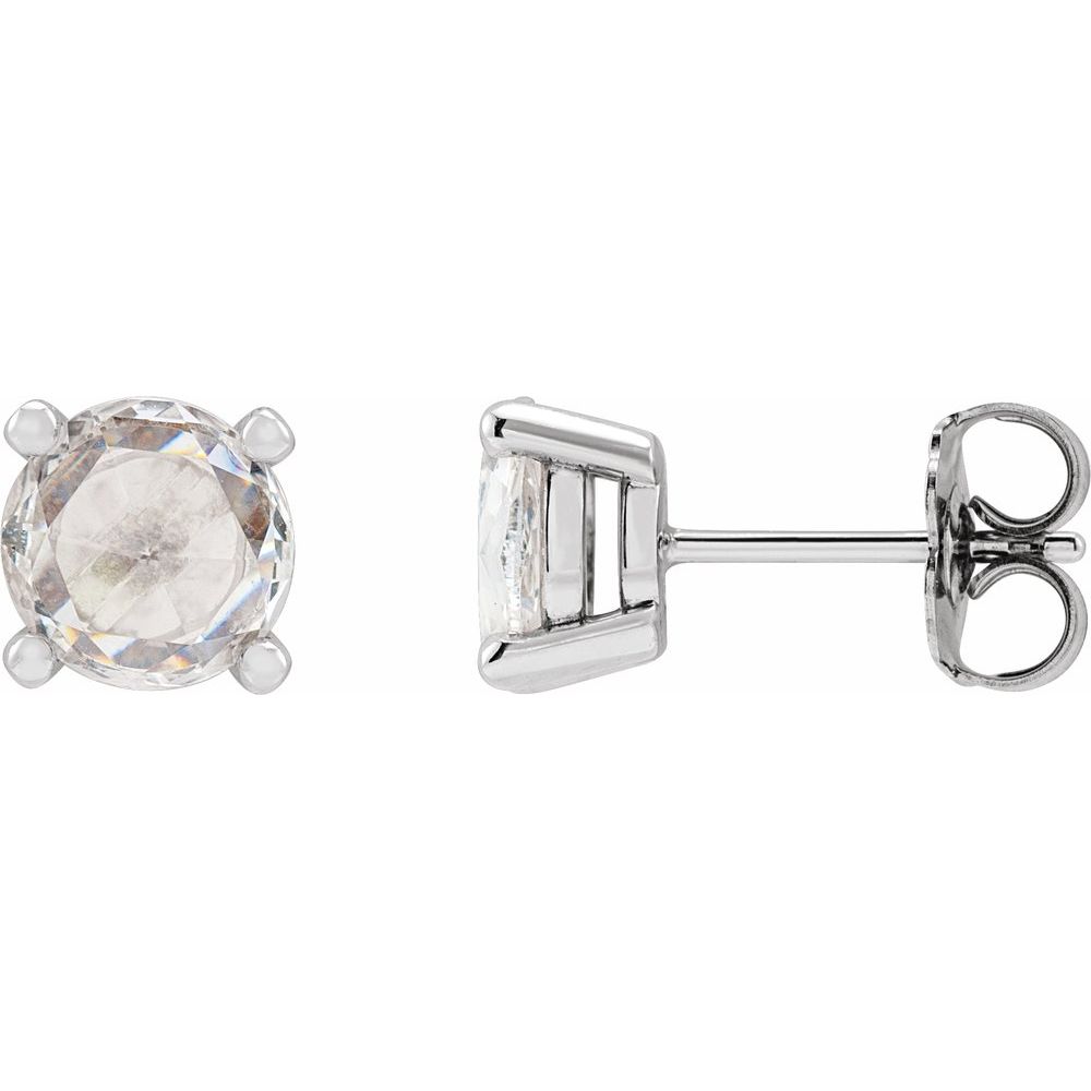 Round 4-Prong Rose-Cut Stud Earrings