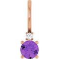 Natural Amethyst And .015 Ct Natural Diamond Charm/Pendant (Style 88002)