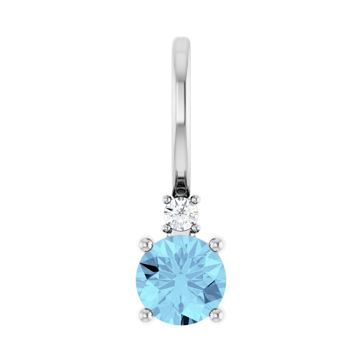 Natural Aquamarine And .015 Ct Natural Diamond Charm/Pendant (Style 88002)