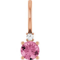 Natural Pink Tourmaline And .015 Ct Natural Diamond Charm/Pendant (Style 88002)