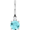 Natural Blue Zircon And .015 Ct Natural Diamond Charm/Pendant (Style 88002)