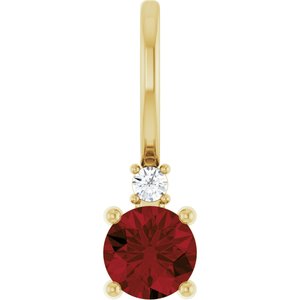Natural Mozambique Garnet And .015 Ct Natural Diamond Charm/Pendant (Style 88002)