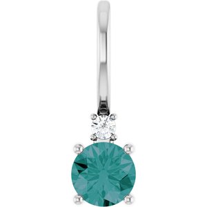 Natural Alexandrite And .015 Ct Natural Diamond Charm/Pendant (Style 88002)