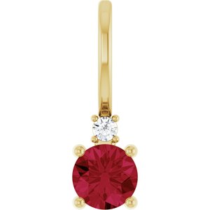 Natural Ruby And .015 Ct Natural Diamond Charm/Pendant (Style 88002)