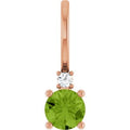Natural Peridot And .015 Ct Natural Diamond Charm/Pendant (Style 88002)