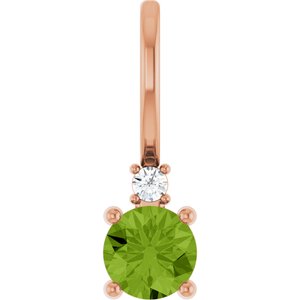 Natural Peridot And .015 Ct Natural Diamond Charm/Pendant (Style 88002)