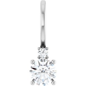 Natural White Sapphire And Natural .015 Ct Natural Diamond Charm/Pendant (Style 88002)