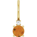 Natural Citrine And .015 Ct Natural Diamond Charm/Pendant (Style 88002)
