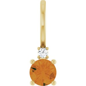 Natural Citrine And .015 Ct Natural Diamond Charm/Pendant (Style 88002)
