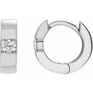 1/4 Ctw Natural Diamond Hinged Huggie Earrings (Style 20120)