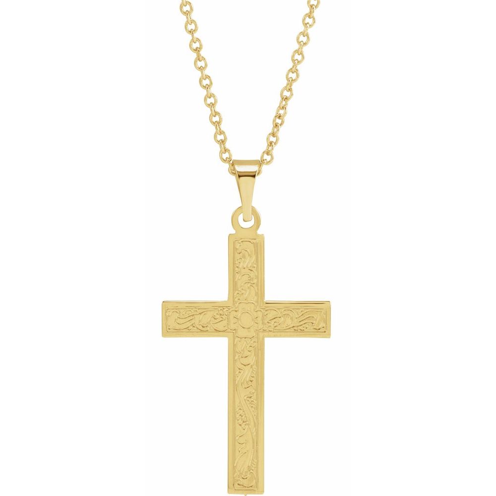 14K Yellow 22x14 mm Cross 18" Necklace