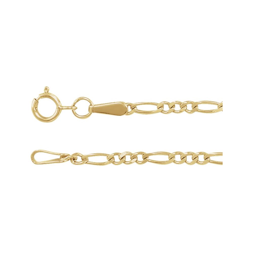 14K Yellow 1.9 mm Diamond-Cut Figaro 18" Chain