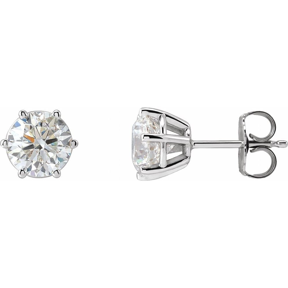 Round 6-Prong Stud Earrings