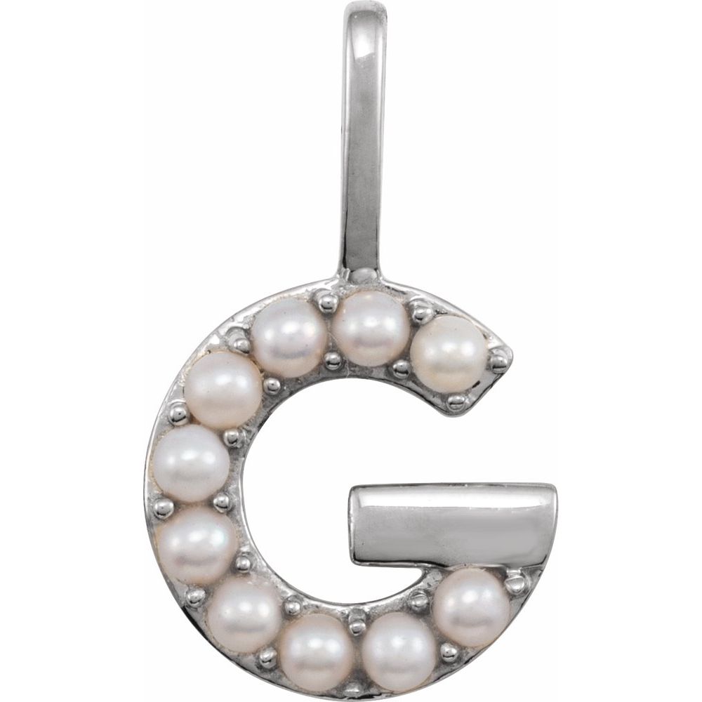 Jubilee 14K White Gold Cultured White Freshwater Pearl Initial G Charmpendant