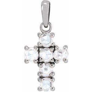 1/4 Ctw Natural Diamond Rosecut Cross Pendant (Style R42421)