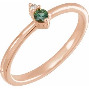 Natural Green Sapphire And .015 CT Natural Diamond Ring (Style 72204)