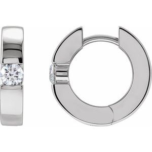 1/3 Ctw Natural Diamond Hinged Huggie Earrings (Style 20120)