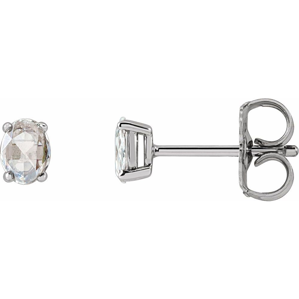 Oval 4-Prong Rose-Cut Stud Earrings